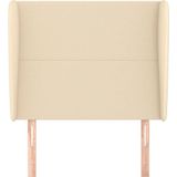 vidaXL Hoofdbord met Randen 93x23x118/128 cm - Stof Crèmekleurig