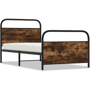 vidaXL Bedframe zonder matras bewerkt hout gerookt eiken 107x203 cm