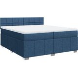vidaXL Boxspring met matras stof blauw 200x200 cm