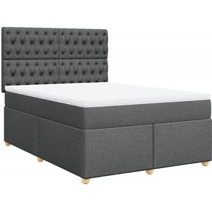 vidaXL Boxspring met matras stof donkergrijs 160x200 cm
