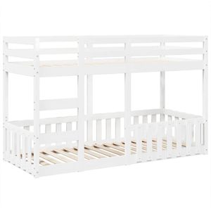 vidaXL Stapelbed 75x190 cm massief grenenhout wit
