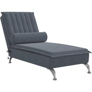 vidaXL Massage chaise longue met bolster fluweel donkergrijs