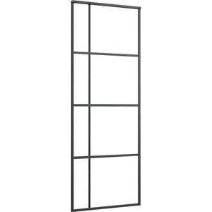 vidaXL Schuifdeur 76x205 cm mat ESG-glas en aluminium zwart