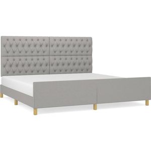 vidaXL Bedframe met hoofdeinde stof lichtgrijs 200x200 cm