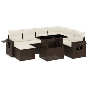 vidaXL 8-delige Loungeset met kussens poly rattan bruin