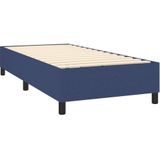vidaXL Boxspring met matras en LED stof blauw 90x190 cm