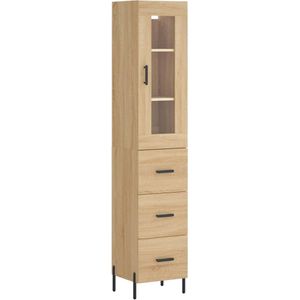 vidaXL Hoge kast 34,5x34x180 cm bewerkt hout sonoma eikenkleurig