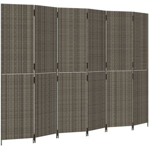 vidaXL-Kamerscherm-6-panelen-poly-rattan-grijs