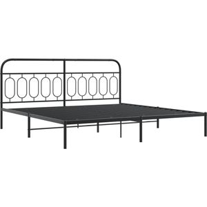 vidaXL Bedframe met hoofdbord metaal zwart 200x200 cm