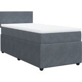 vidaXL Boxspring met matras fluweel donkergrijs 90x200 cm