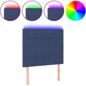 VidaXL Hoofdbord LED 100x5x118/128 cm - Stof Blauw