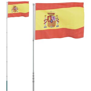 vidaXL Vlag met vlaggenmast Spanje 5,55 m aluminium