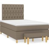 vidaXL Boxspring met matras stof taupe 120x200 cm