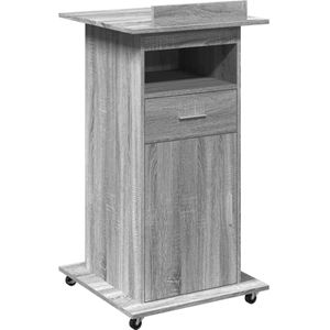 vidaXL Lessenaar met wielen en lade 55x55x107 cm hout grijs sonoma