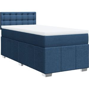 vidaXL Boxspring met matras stof blauw 80x200 cm