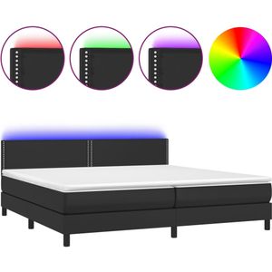 vidaXL Boxspring met matras en LED kunstleer zwart 200x200 cm