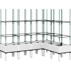 vidaXL Plantenbak met latwerk 160x120x142,5 cm polypropeen wit