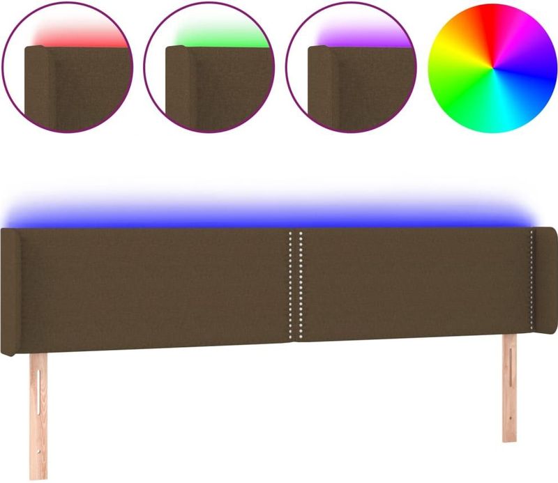 vidaXL Hoofdbord LED 183x16x78/88 cm stof donkerbruin