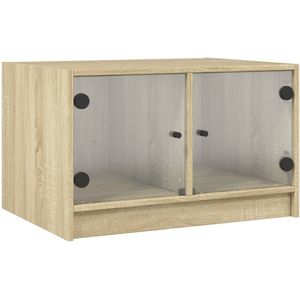 vidaXL Salontafel met glazen deuren 68x50x42 cm sonoma eikenkleurig