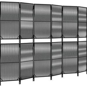 vidaXL Kamerscherm 6 panelen poly rattan zwart