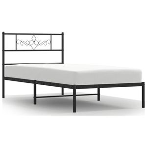 vidaXL Bedframe met hoofdbord metaal zwart 90x190 cm