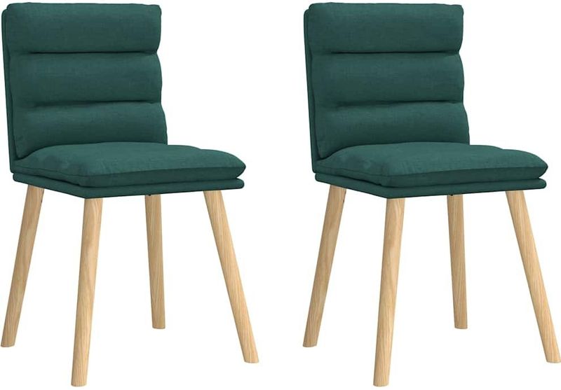vidaXL - Eetkamerstoelen - 2 - st - stof - donkergroen