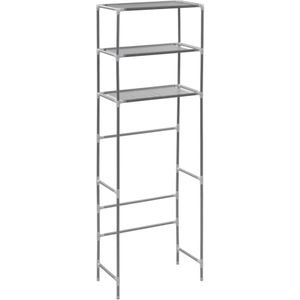vidaXL Opbergrek voor boven toilet 3-laags 53x28x169 cm zilverkleurig