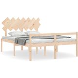 VidaXL Bedframe Massief Hout 140x190 cm met Hoofdbord