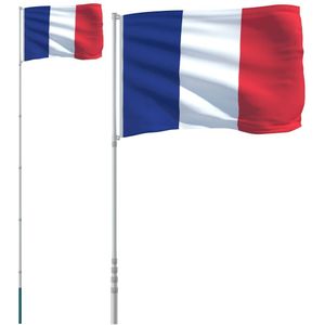 vidaXL Vlag met vlaggenmast Frankrijk 5,55 m aluminium