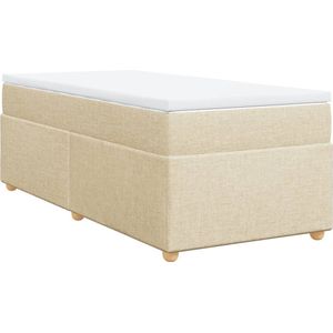 vidaXL Boxspring met matras stof crèmekleurig 90x200 cm