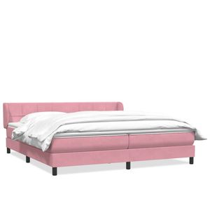 vidaXL Boxspringbed met matrassen 180x220 cm fluweel roze