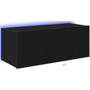 vidaXL TV Wandkast met LED-verlichting Zwart Eiken 80x35x31 cm
