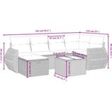 vidaXL 7-delige Loungeset met kussens poly rattan bruin