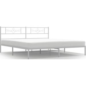 vidaXL Bedframe met hoofdbord metaal wit 180x200 cm