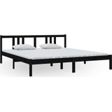 VidaXL Bedframe Massief Hout Zwart 180x200 cm - 6FT Super King