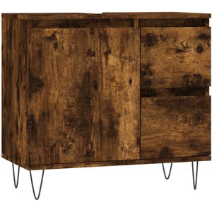 vidaXL Badkamerkast 65x33x60 cm bewerkt hout gerookt eikenkleurig