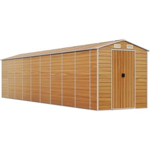 vidaXL Tuinschuur 191x810x198 cm gegalvaniseerd staal lichtbruin