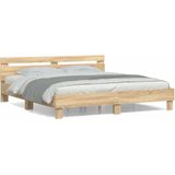 vidaXL - Bedframe - met - hoofdeinde - bewerkt - hout - sonoma - eiken - 180x200 - cm