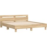 vidaXL Bedframe met hoofdeinde bewerkt hout sonoma eiken 180x200 cm