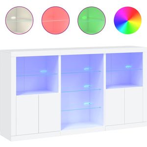 vidaXL Dressoir met LED-verlichting 181,5x37x100 cm wit