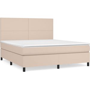 vidaXL Boxspring met matras kunstleer cappuccinokleurig 180x200 cm