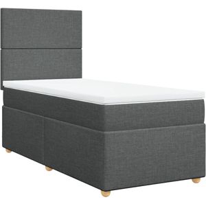 vidaXL Boxspring met matras stof donkergrijs 90x190 cm