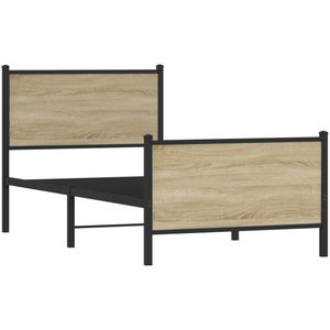 vidaXL Bedframe zonder matras metaal sonoma eikenkleurig 75x190 cm