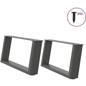 vidaXL Salontafelpoten 2 st U-vormig 70x(30-31) cm staal antraciet