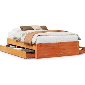 vidaXL Bedframe zonder matras met lades grenenhout wasbruin 160x200 cm