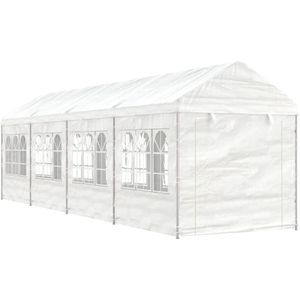 vidaXL Prieel met dak 8,92x2,28x2,69 m polyetheen wit