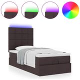vidaXL Ottoman bed met matras en LED's 90x190cm stof donkerbruin