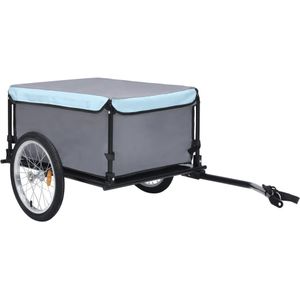 vidaXL Fietstrailer 65 kg zwart en blauw