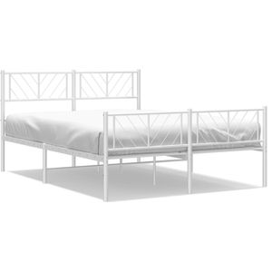 vidaXL Bedframe met hoofd- en voeteneinde metaal wit 140x200 cm