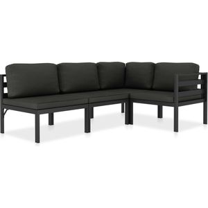 vidaXL 4-delige Loungeset met kussens aluminium antraciet